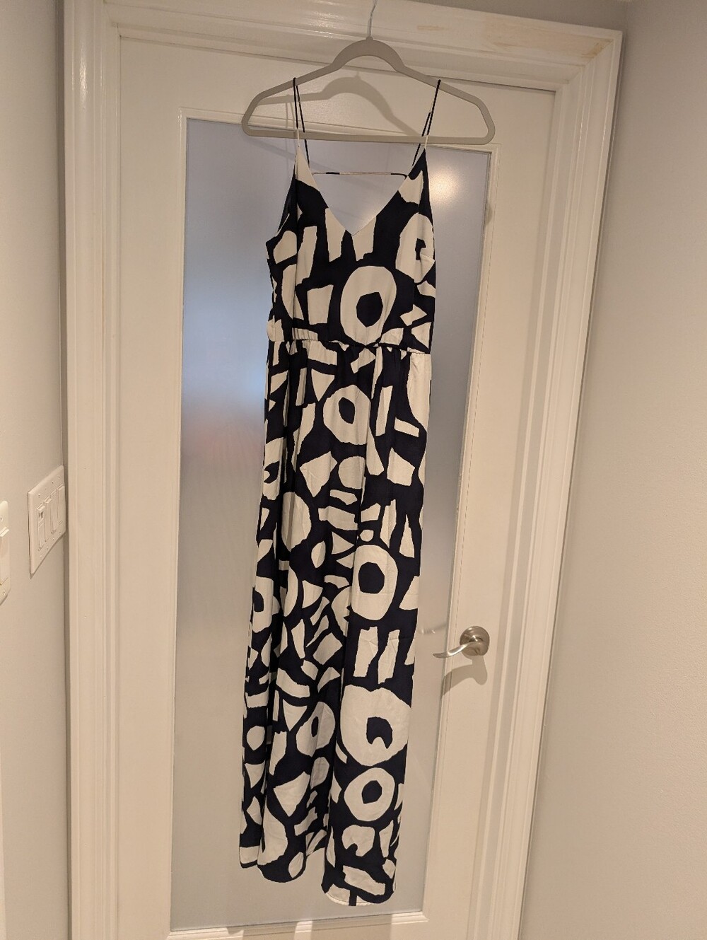 LOFT Abstract Print Navy And White Dress